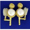Image 1 : Vintage 18k Mabe Pearl Clip-On Earrings