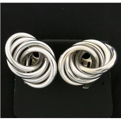 4 Ring Modern Style Earrings in 14k White Gold