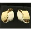 Ribbon Design White and Yellow Gold Earrings