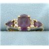 Image 1 : Natural Amethyst and Diamond Ring