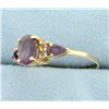 Image 2 : Natural Amethyst and Diamond Ring