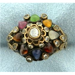 Antique Multi Gemstone Ring in 14k Gold