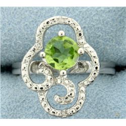 Large Peridot and Diamond Statement Ring