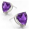 Image 1 : Amethyst Heart Stud Earrings 6MM in Sterling Silver