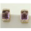 Image 1 : 18k Gold Amethyst and Diamond Earrings