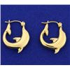 Image 1 : Yellow Gold Dolphin Hoop Earrings