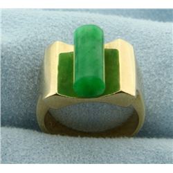 Unique Natural Jade Ring in 14k Gold