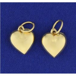 Pair of Puffy Heart Charms in 14k Gold