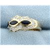 Image 2 : Natural Sapphire and Diamond 14k Yellow Gold Ring