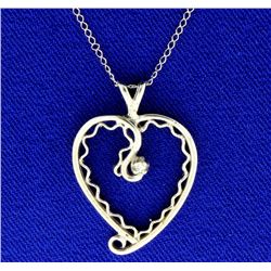 14K Diamond Heart Pendant and Chain