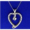 Image 1 : 14K Diamond Heart Pendant and Chain