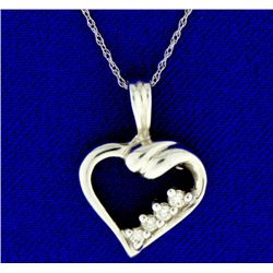 Diamond 14K White Gold Heart Pendant