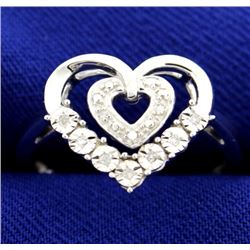 Diamond Heart Ring in Sterling Silver