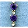 Image 2 : Heart Shaped Amethyst and Diamond Bracelet