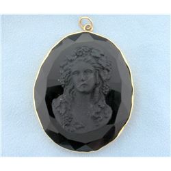 Antique Jet Mourning Cameo Pendant