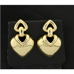 14K Dangle Heart Earrings