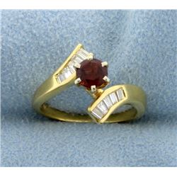 18K Pyrope Garnet and 1/2ct Total Weight Diamond Ring