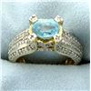 Image 1 : Unique Blue Topaz & Diamond Ring