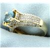 Image 2 : Unique Blue Topaz & Diamond Ring