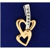 Rose and White Gold Diamond Hearts Pendant