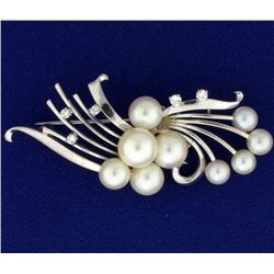 Vintage Pearl and Diamond Pin or Brooch