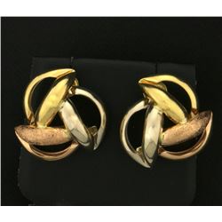 Rose, White and Yellow Gold Designer Earrings