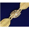 Image 2 : Vintage 1.5 ct TW Diamond and Gold Woven Mesh Bracelet