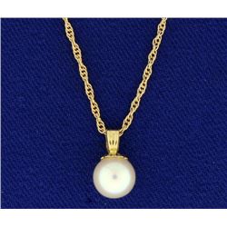 Pearl Pendant on 18 Inch Rope Neck Chain
