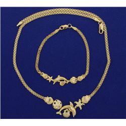 Nautical Sealife Bracelet and Necklace Set