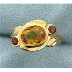 Citrine and Garnet Ring