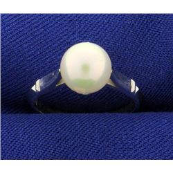 14k White Gold Solitaire Pearl Ring