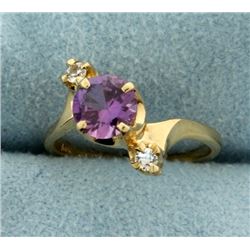 Purple Topaz and White Sapphire Pinky or Child's Ring