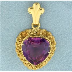 Large Heart Shaped Amethyst Pendant