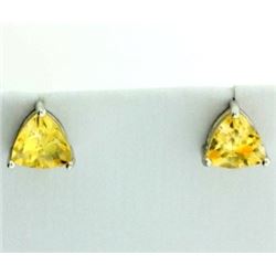 6mm Trillion Cut Citrine Stud Earrings