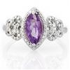 Image 2 : Amethyst Vintage Style Ring with Diamond in Sterling Silver