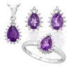 Image 1 : Amethyst 2.6CTW Ring Earring and Necklace Set in Sterling Silver