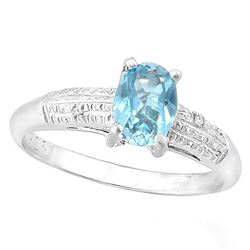 1CT Sky Blue Topaz and Diamond Ring in Sterling Silver