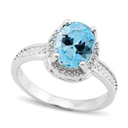 Sky Blue Topaz 2.5CT Halo Style Ring in Sterling Silver