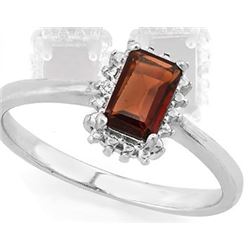 Garnet and Diamond Ring in Sterling Silver