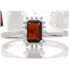 Image 2 : Garnet and Diamond Ring in Sterling Silver