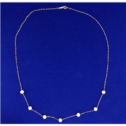 18 Inch Pearl Necklace in 14k Gold