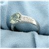 Image 2 : Green Amethyst and Diamond Ring in Plainum over Sterling Silver