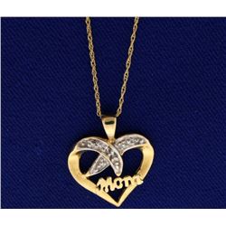 Diamond Heart Mom Pendant With Chain