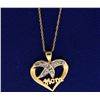 Image 1 : Diamond Heart Mom Pendant With Chain