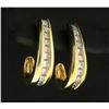 Image 1 : 1 Carat Princess Cut Diamond J Shaped Dangle Earrings