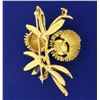 Image 3 : Antique Diamond and Ruby Flower Brooch Pin