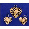 Image 1 : Vintage Heart Flower Pendant and Earring Set