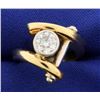 Image 1 : Tiffany Style Barbell Design 1ct Solitaire Diamond Ring