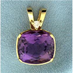 17ct Amethyst and Diamond Pendant