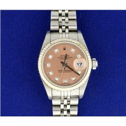 2005 Women's Rolex DateJust Watch with Salmon and Diamond Dial